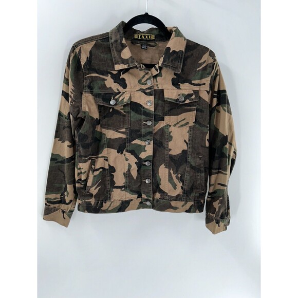 Taxi Jackets & Blazers - Women's Taxi Green Camo Cropped Lightweight Jacket Size M